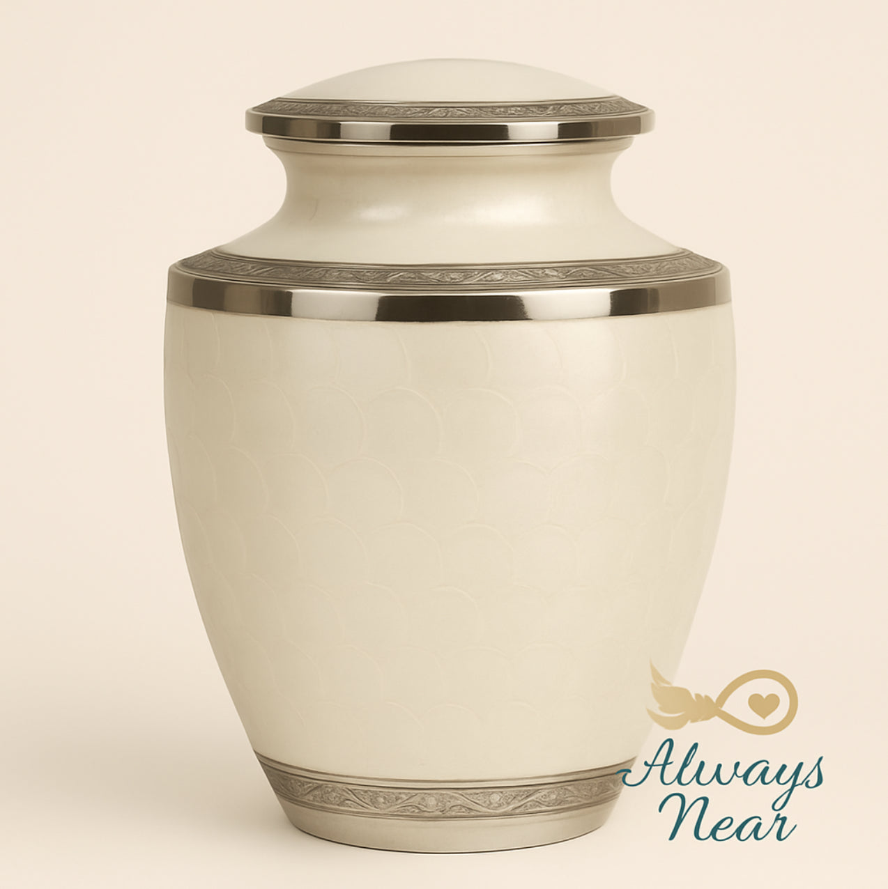 Heaven’s Embrace – White Ripple Brass Urn