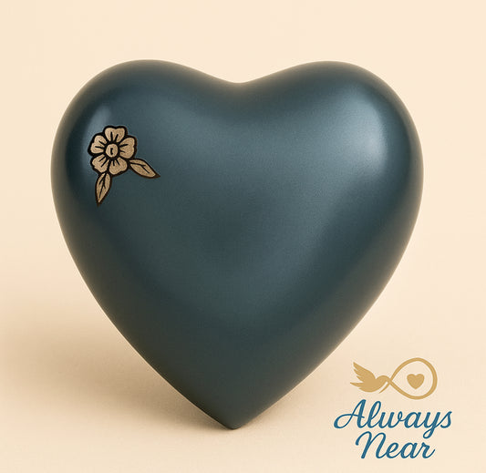 Whisper Bloom – Indigo Brass Heart Keepsake