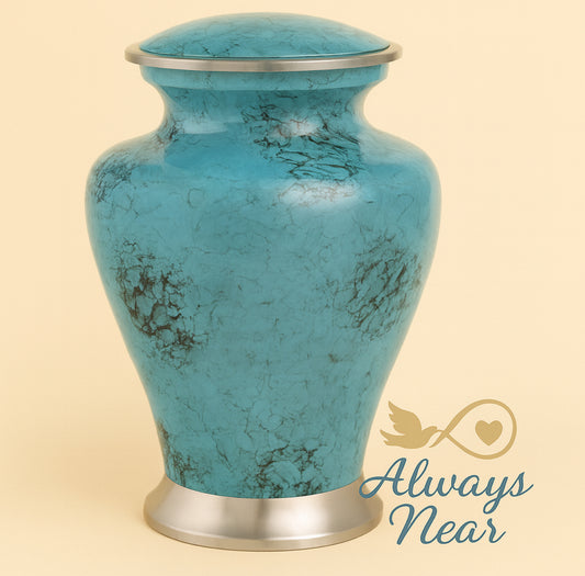 Tranquil Glen – Blue Marble Bronze Cremation Urn