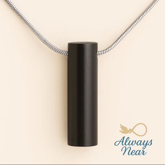 Midnight Keepsake – Onyx Cylinder Memorial Necklace