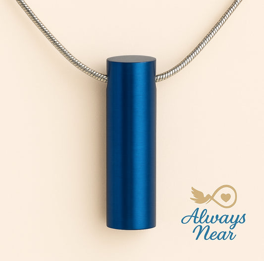 Ocean Calm – Blue Cylinder Memorial Necklace