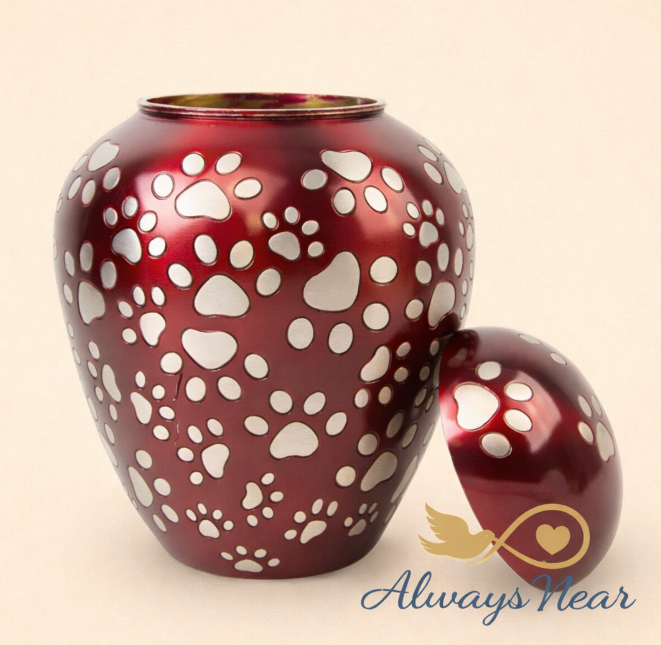 Paws of Love – Classic Red Pet Cremation Urn