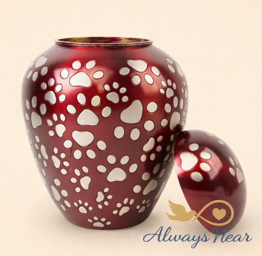Paws of Love – Classic Red Pet Cremation Urn